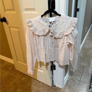 Striped Ruffle Collar Blouse